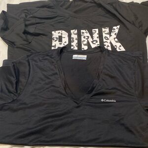 Lot of 2 Pink black Tshirt, Columbia black Tshirt
